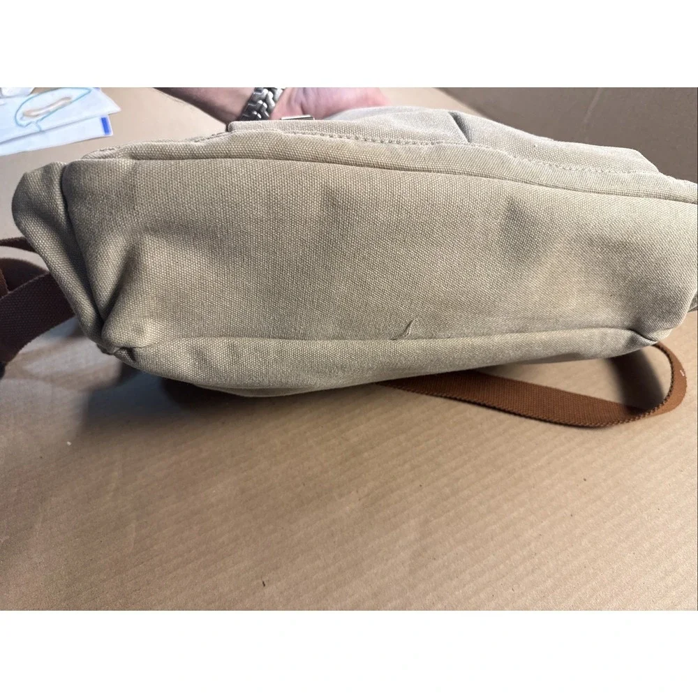 Tommy Bahama Canvas & Leather Messenger Bag | Brown Tan Laptop Travel